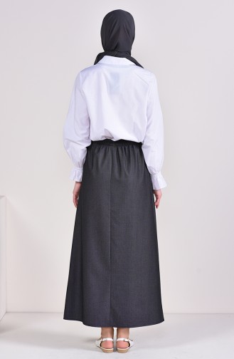 Elastic Waist Skirt 1002E-01 Black White 1002E-01