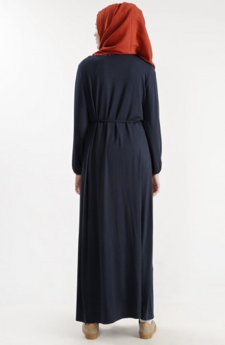 Stone Printed Abaya 1242-01 Navy Blue 1242-01