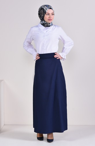 Zippered Skirt 6373-01 Navy Blue 6373-01