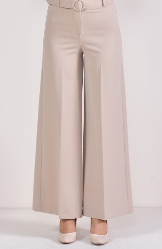 Kemerli Bol Paça Pantolon 3121-06 Taş