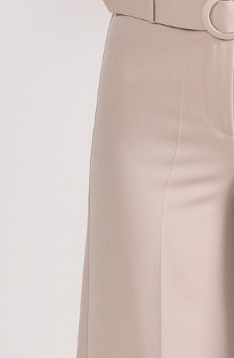 Kemerli Bol Paça Pantolon 3121-06 Taş