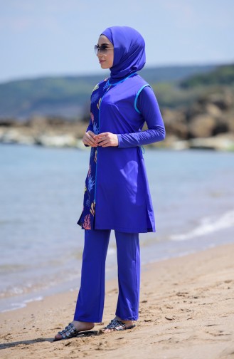 Maillot de Bain Islamique 286-02 Bleu Roi 286-02