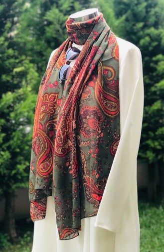 Châle Mousseline a Motifs 52848-01 Khaki 52848-01