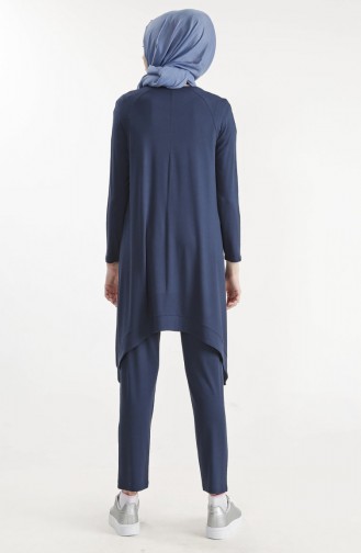 Taş Baskılı Tunik Pantolon İkili Takım 1244-01 Lacivert