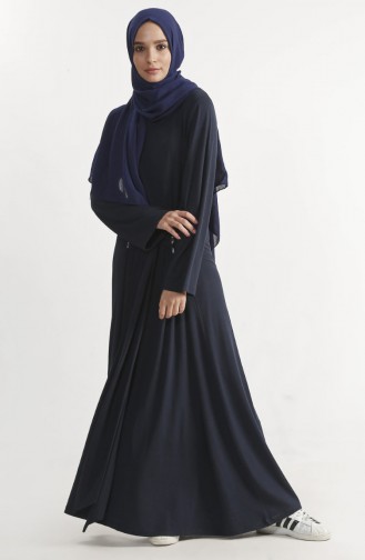 Front Tied Plain Dress 1280-01 Navy Blue 1280-01