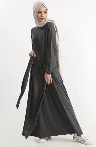 Front Tied Plain Dress 1280-02 Anthracite 1280-02