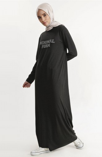 Taş Baskılı Basic Elbise 1286-02 Siyah 1286-02