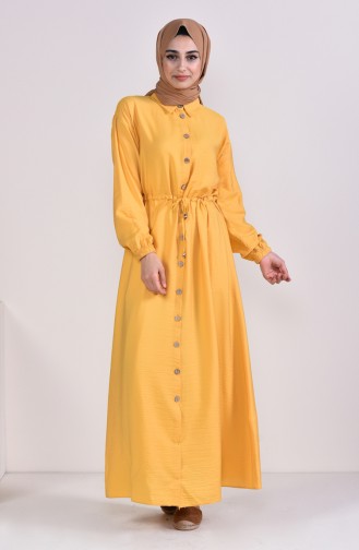 Aerobin Fabric Front Buttoned Dress 8161-01 Yellow 8161-01