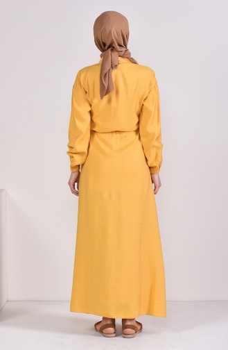 Aerobin Fabric Front Buttoned Dress 8161-01 Yellow 8161-01