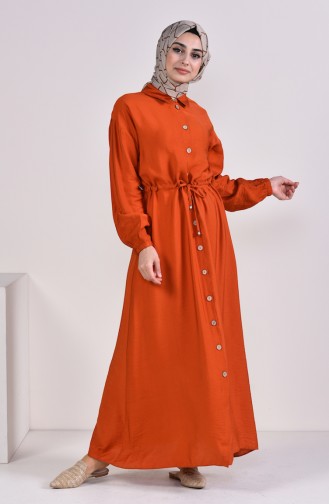 فستان بتصميم ازرار امامية 8161-05 لون برتقالي 8161-05