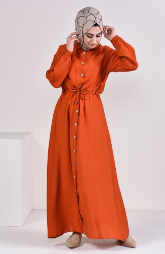 Aerobin Fabric Front Buttoned Dress 8161-05 Orange 8161-05