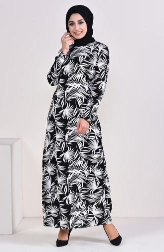 فستان فيسكوز بتصميم مُطبع  6378-02 لون أسود 6378-02