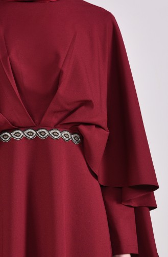 Waist Beads Detail Dress 5008-06 Claret Red 5008-06