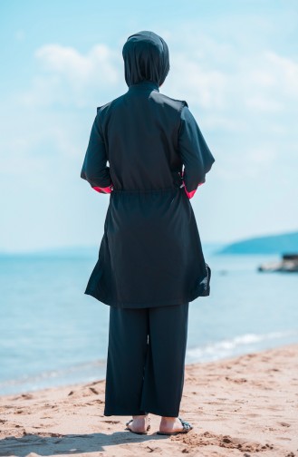 Zippered Hijab Swimsuit 363-01 Black 363-01