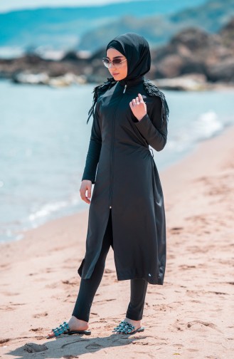 Schwarz Hijab Badeanzug 307-01