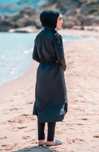 Schwarz Hijab Badeanzug 307-01