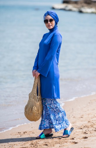 Saks-Blau Hijab Badeanzug 344-02