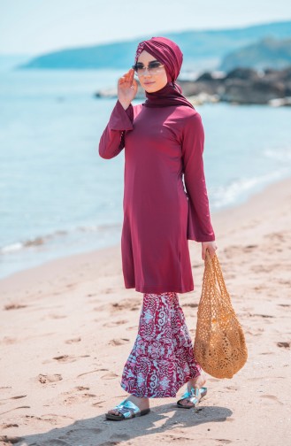 Claret red Swimsuit Hijab 344-03