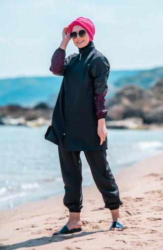 Schwarz Hijab Badeanzug 350-02