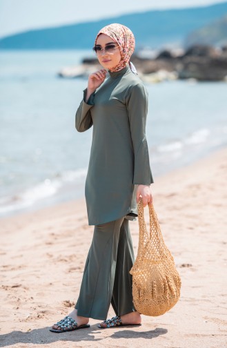 Spanish Sleeve Hijab Swimsuit  354-02 Green 354-02