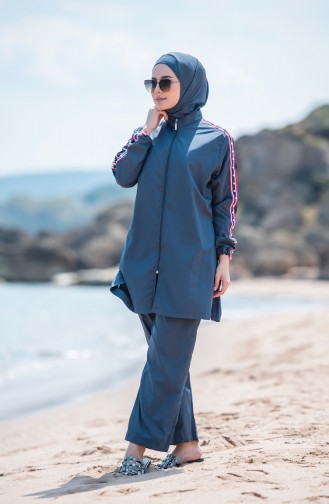 Anthrazit Hijab Badeanzug 373-01