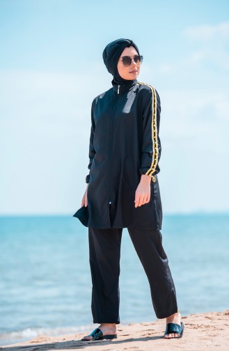 Schwarz Hijab Badeanzug 373-02