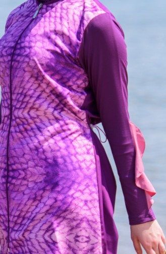Zippered Hijab Swimsuit  377-01 Purple 377-01