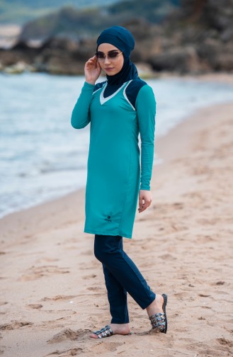 Grün Hijab Badeanzug 6044-02