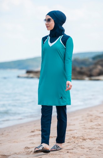 Grün Hijab Badeanzug 6044-02