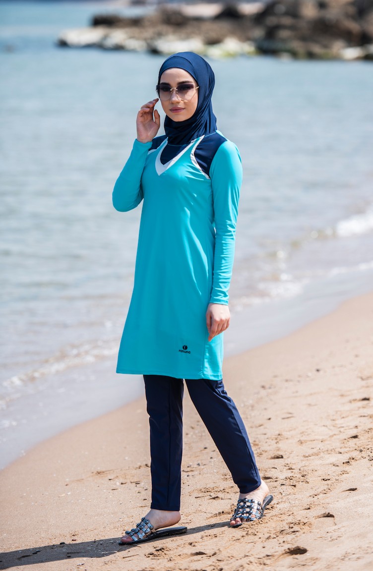 Hijab Swimsuit 604403 Turquoise 604403 Sefamerve