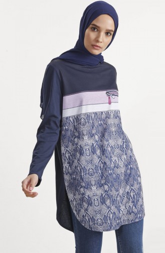 Button Detailed Long Tunic1204-01 dark Purple 1204-01