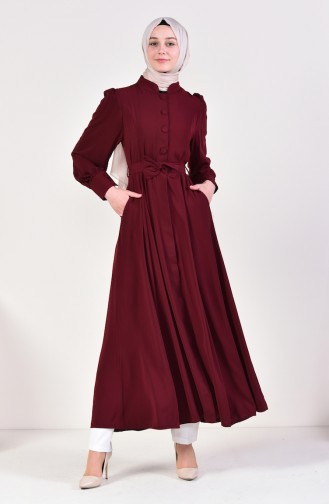 Abaya à Boutons 1370-01 Bordeaux 1370-01