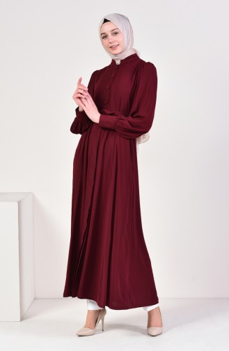 Abaya à Boutons 1370-01 Bordeaux 1370-01