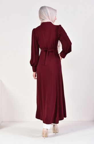 Abaya à Boutons 1370-01 Bordeaux 1370-01