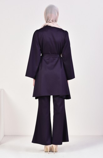Belted Tunic Pants Binary Suit 0218-09 Dark Purple 0218-09