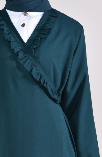 Fırfırlı Namaz Elbisesi 1027-01 Zümrüt Yeşil