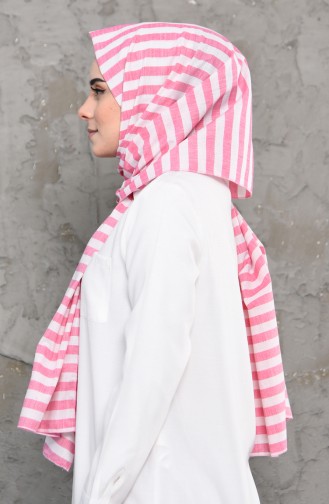 Stripe Patterned Cotton Shawl 4314-03 Pink 4314-03