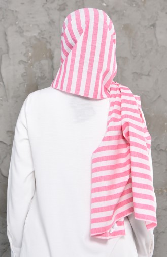 Stripe Patterned Cotton Shawl 4314-03 Pink 4314-03