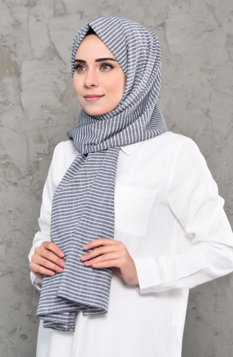 Stripe Patterned Cotton Shawl 4314-04 Gray 4314-04