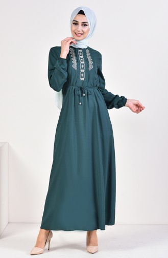 Emerald Green Hijab Dress 10121-03