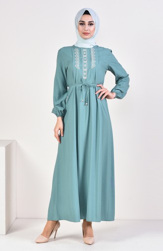 Unreife Mandelgrün Hijab Kleider 10121-06
