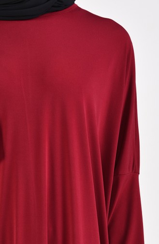 فستان قماش الساندي بتصميم أكتاف واسعة 8813-02 لون خمري 8813-02