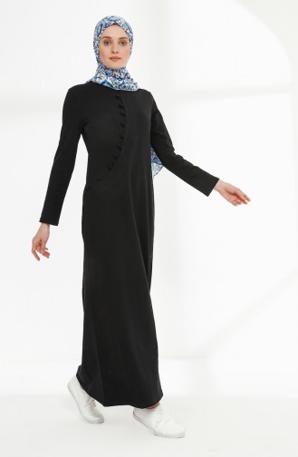 Schwarz Hijab Kleider 3080-01