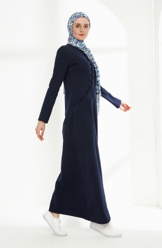 Button Detailed Sports Dress 3080-02 Navy Blue 3080-02