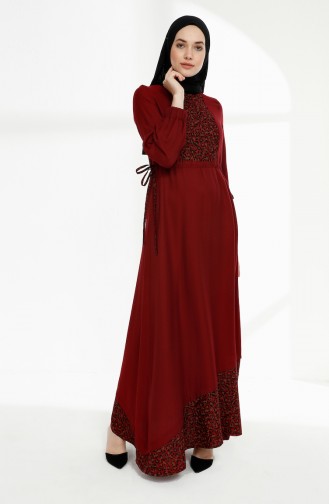 Claret red İslamitische Jurk 3083-05