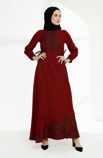 Claret red İslamitische Jurk 3083-05