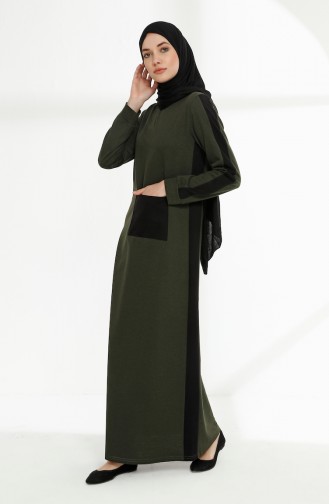 Khaki Hijab Dress 3095-02