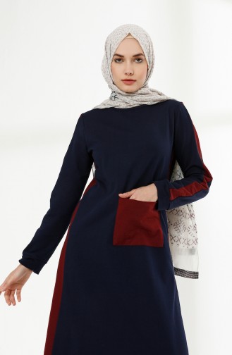 Navy Blue Hijab Dress 3095-10