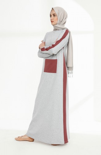 Kleid aus zwei Garnen mit Taschen 3095-06 Grau Puder Rosa 3095-06