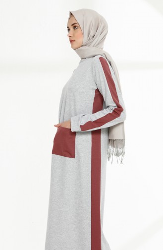 Gray Hijab Dress 3095-06